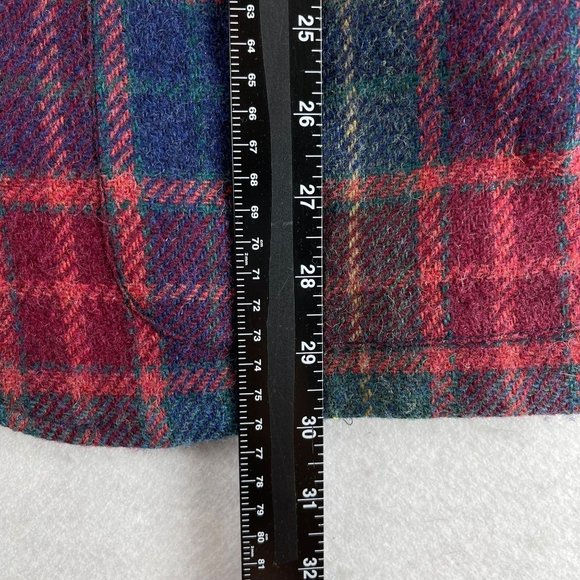 Vintage Womens 10 Red Blue Green Plaid Wool Long Heavy Blazer Jacket Pockets - Picture 6 of 11